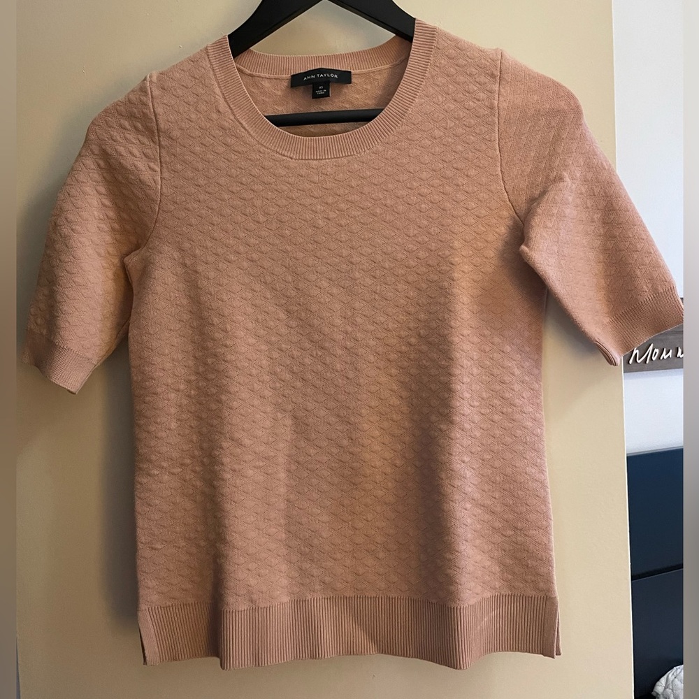 NWOT Ann Taylor dusty pink short-sleeved sweater, size XS